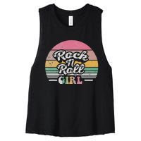 Vintage Retro Rock N Roll Girl Women's Racerback Cropped Tank