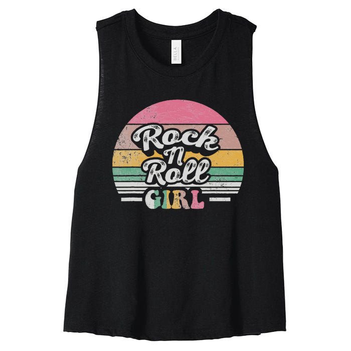 Vintage Retro Rock N Roll Girl Women's Racerback Cropped Tank