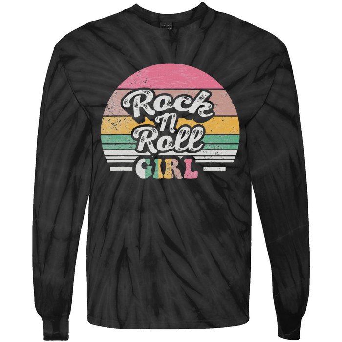 Vintage Retro Rock N Roll Girl Tie-Dye Long Sleeve Shirt