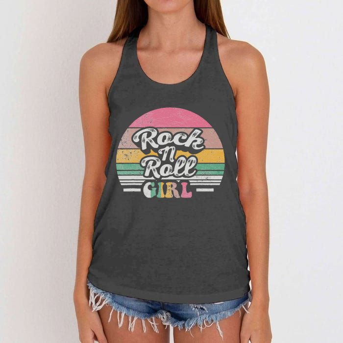 Vintage Retro Rock N Roll Girl Women's Knotted Racerback Tank