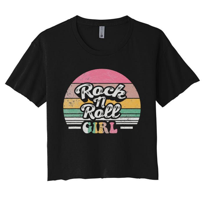 Vintage Retro Rock N Roll Girl Women's Crop Top Tee