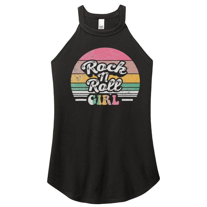 Vintage Retro Rock N Roll Girl Women's Perfect Tri Rocker Tank