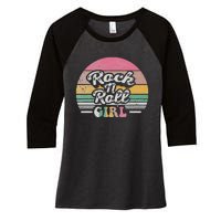 Vintage Retro Rock N Roll Girl Women's Tri-Blend 3/4-Sleeve Raglan Shirt