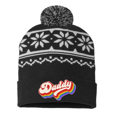 Vintage Retro Rainbow Daddy USA-Made Snowflake Beanie