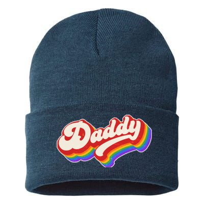 Vintage Retro Rainbow Daddy Sustainable Knit Beanie