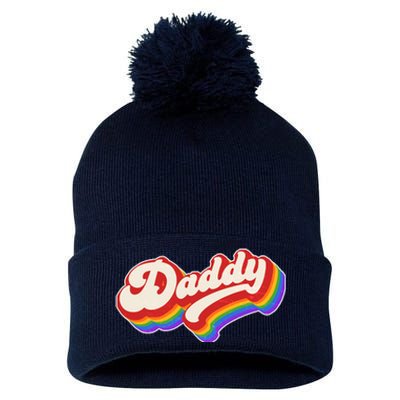 Vintage Retro Rainbow Daddy Pom Pom 12in Knit Beanie