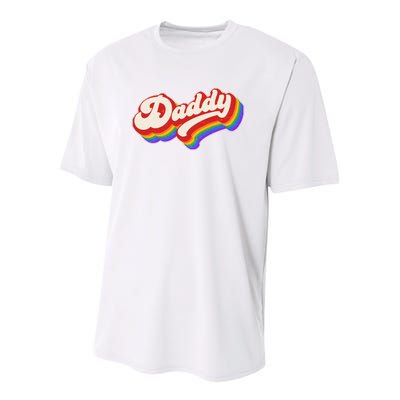 Vintage Retro Rainbow Daddy Youth Performance Sprint T-Shirt