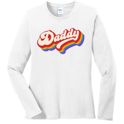 Vintage Retro Rainbow Daddy Ladies Long Sleeve Shirt