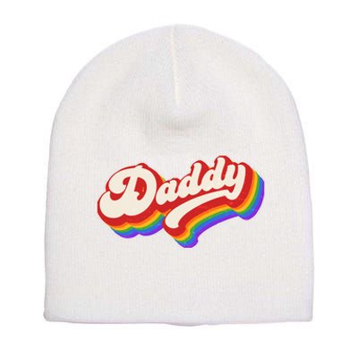 Vintage Retro Rainbow Daddy Short Acrylic Beanie