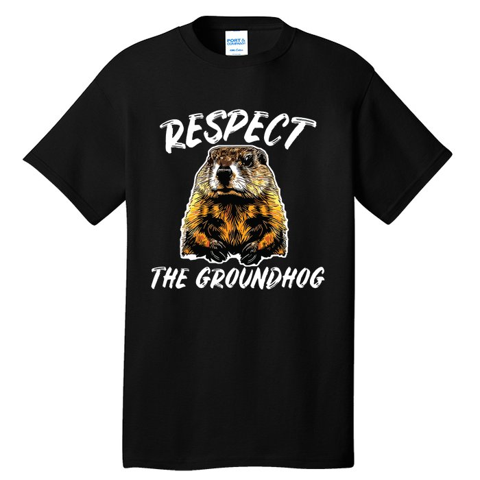 Vintage Retro Respect The Groundhog Holiday Tall T-Shirt