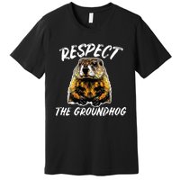 Vintage Retro Respect The Groundhog Holiday Premium T-Shirt