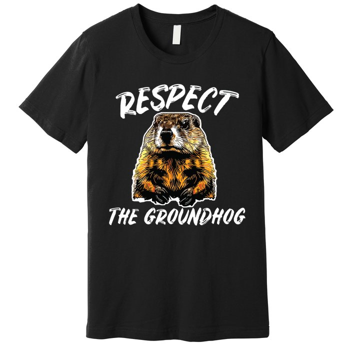 Vintage Retro Respect The Groundhog Holiday Premium T-Shirt