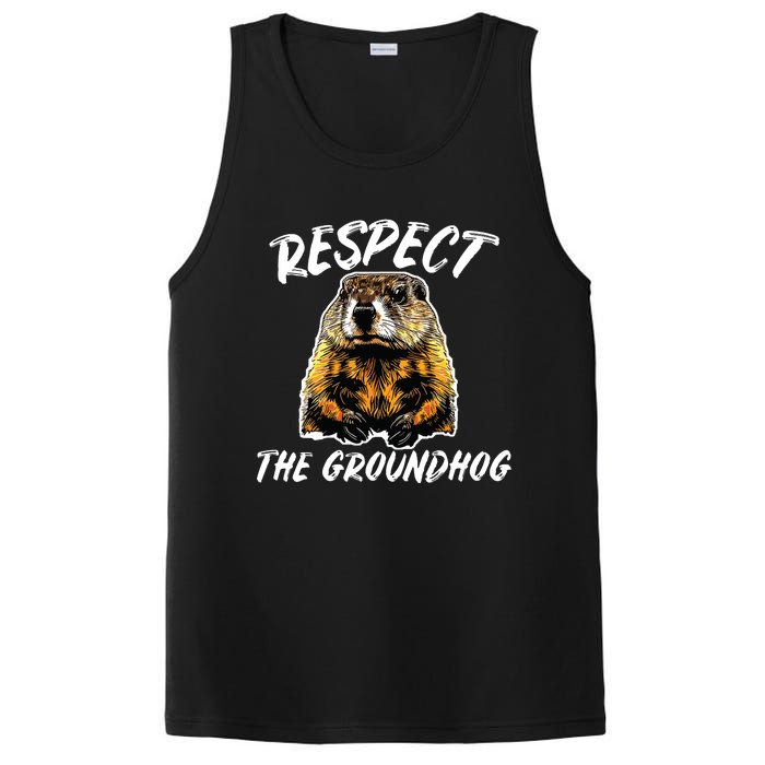 Vintage Retro Respect The Groundhog Holiday PosiCharge Competitor Tank