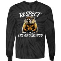 Vintage Retro Respect The Groundhog Holiday Tie-Dye Long Sleeve Shirt