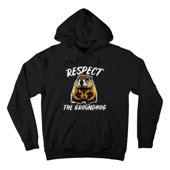 Vintage Retro Respect The Groundhog Holiday Tall Hoodie