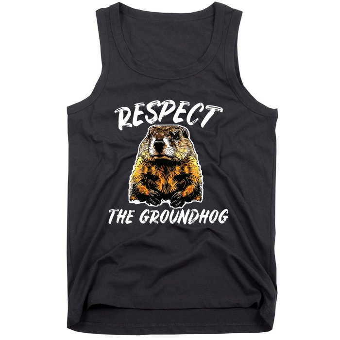 Vintage Retro Respect The Groundhog Holiday Tank Top