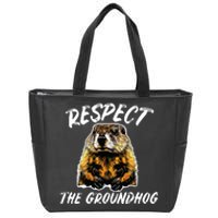 Vintage Retro Respect The Groundhog Holiday Zip Tote Bag