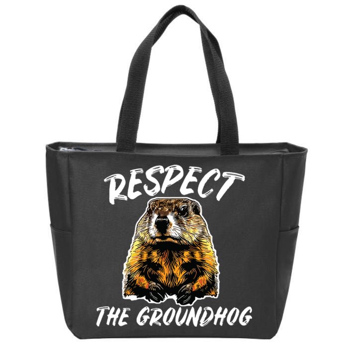 Vintage Retro Respect The Groundhog Holiday Zip Tote Bag