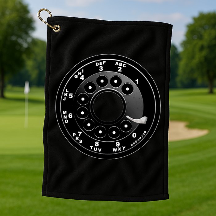 Vintage Retro Rotary Phone Dial Golf Towel