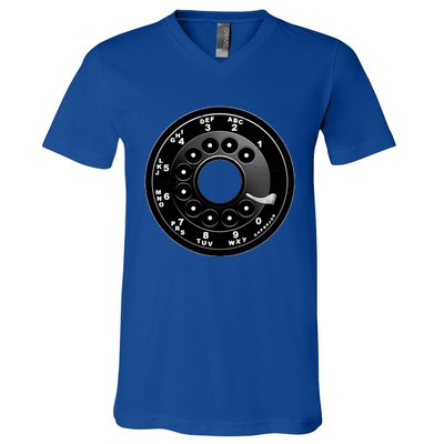 Vintage Retro Rotary Phone Dial V-Neck T-Shirt