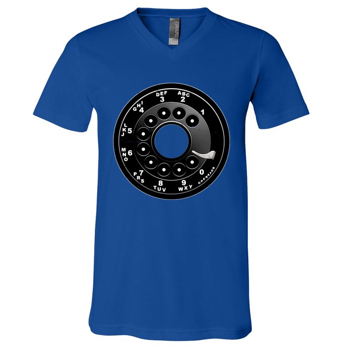 Vintage Retro Rotary Phone Dial V-Neck T-Shirt