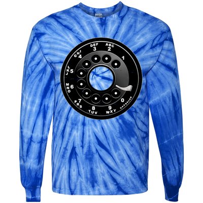 Vintage Retro Rotary Phone Dial Tie-Dye Long Sleeve Shirt