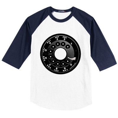 Vintage Retro Rotary Phone Dial Baseball Sleeve Shirt