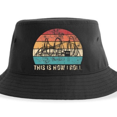 Vintage Retro Roller Coaster Amusement Park Sustainable Bucket Hat