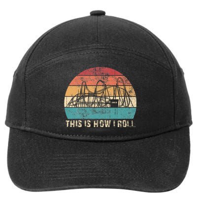 Vintage Retro Roller Coaster Amusement Park 7-Panel Snapback Hat