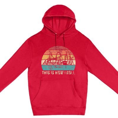 Vintage Retro Roller Coaster Amusement Park Premium Pullover Hoodie