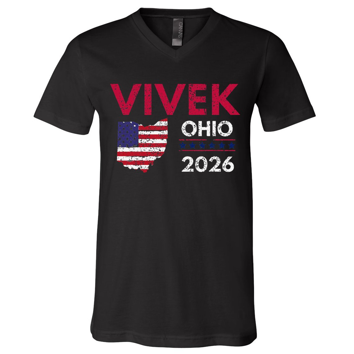 Vivek Ramaswamy Retro Grunge Vivek Governor Of Ohio 2026 V-Neck T-Shirt