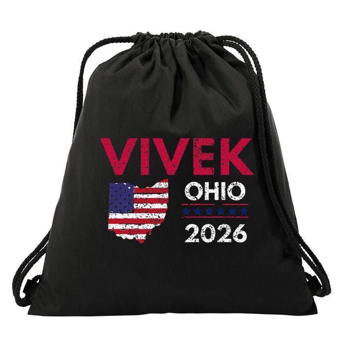Vivek Ramaswamy Retro Grunge Vivek Governor Of Ohio 2026 Drawstring Bag