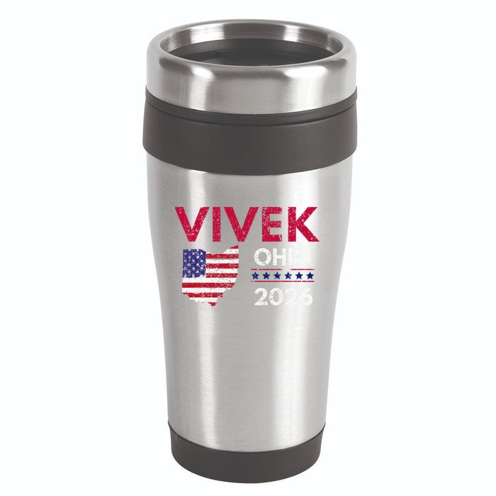 Vivek Ramaswamy Retro Grunge Vivek Governor Of Ohio 2026 16oz Travel Tumbler