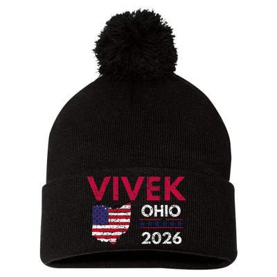 Vivek Ramaswamy Retro Grunge Vivek Governor Of Ohio 2026 Pom Pom 12in Knit Beanie