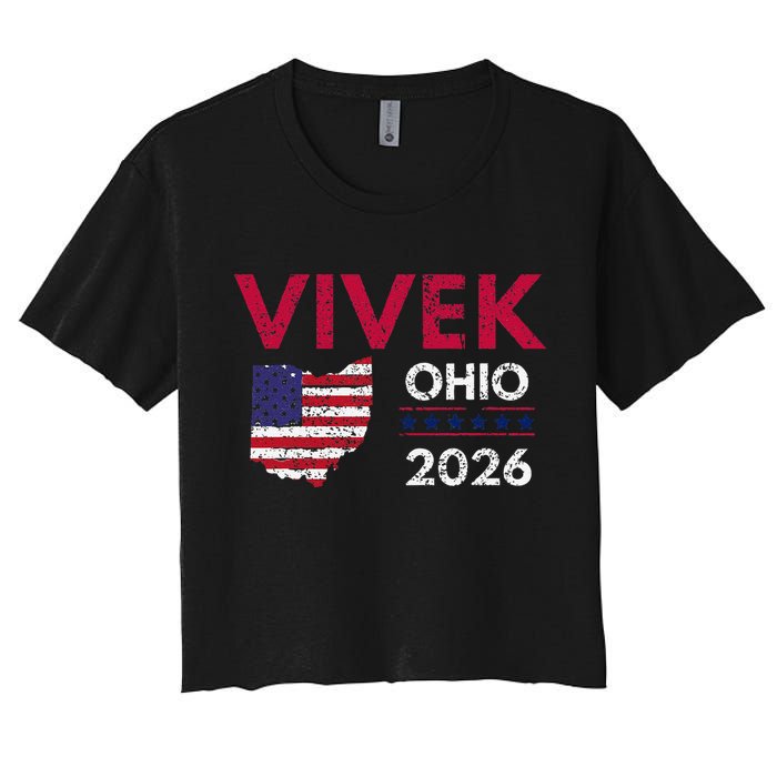 Vivek Ramaswamy Retro Grunge Vivek Governor Of Ohio 2026 Crop Top