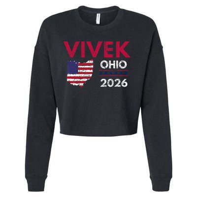 Vivek Ramaswamy Retro Grunge Vivek Governor Of Ohio 2026 Cropped Pullover Crew