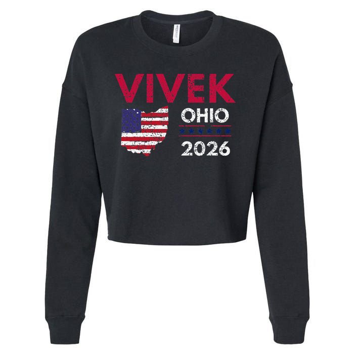 Vivek Ramaswamy Retro Grunge Vivek Governor Of Ohio 2026 Cropped Pullover Crew