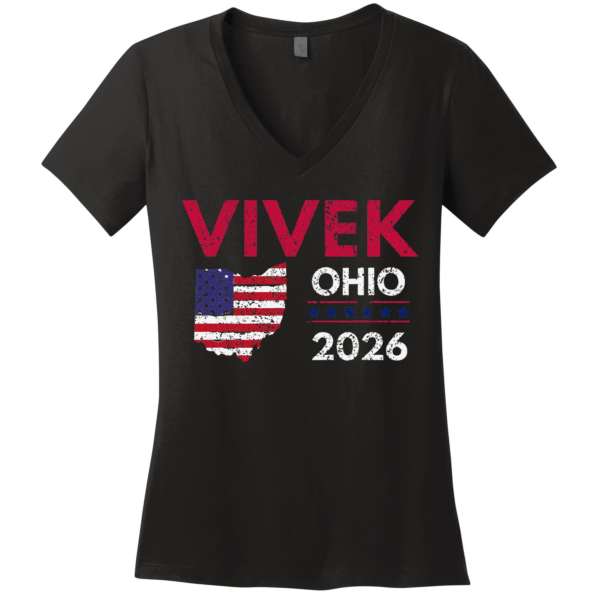 Vivek Ramaswamy Retro Grunge Vivek Governor Of Ohio 2026 Women's V-Neck T-Shirt