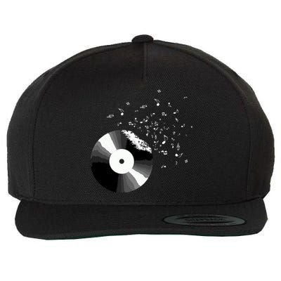 Vinyl Record Retro Music Notes Wool Snapback Cap