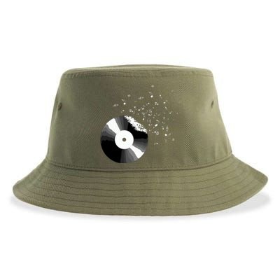 Vinyl Record Retro Music Notes Sustainable Bucket Hat