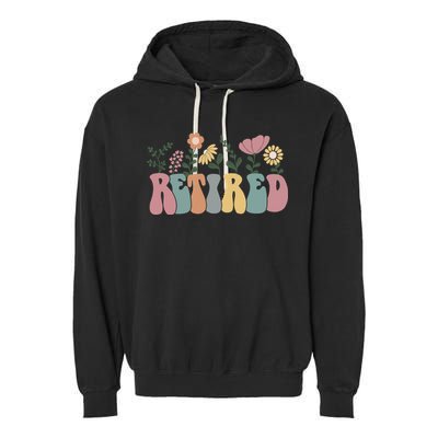 Vintage Retired Retro Retirement Gift For Women Garment-Dyed Fleece Hoodie