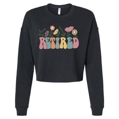 Vintage Retired Retro Retirement Gift For Women Cropped Pullover Crew
