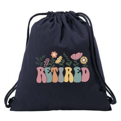 Vintage Retired Retro Retirement Gift For Women Drawstring Bag