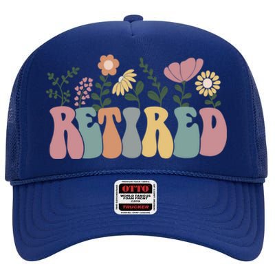 Vintage Retired Retro Retirement Gift For Women High Crown Mesh Back Trucker Hat