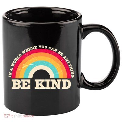 Vintage Retro Rainbow Be Kind 11oz C Handle Ceramic Mug