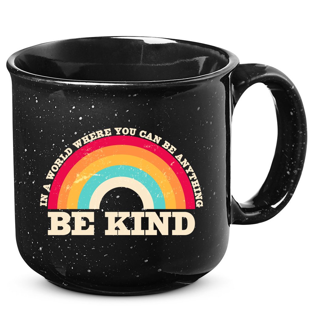 Vintage Retro Rainbow Be Kind 15oz Campfire Ceramic Mug