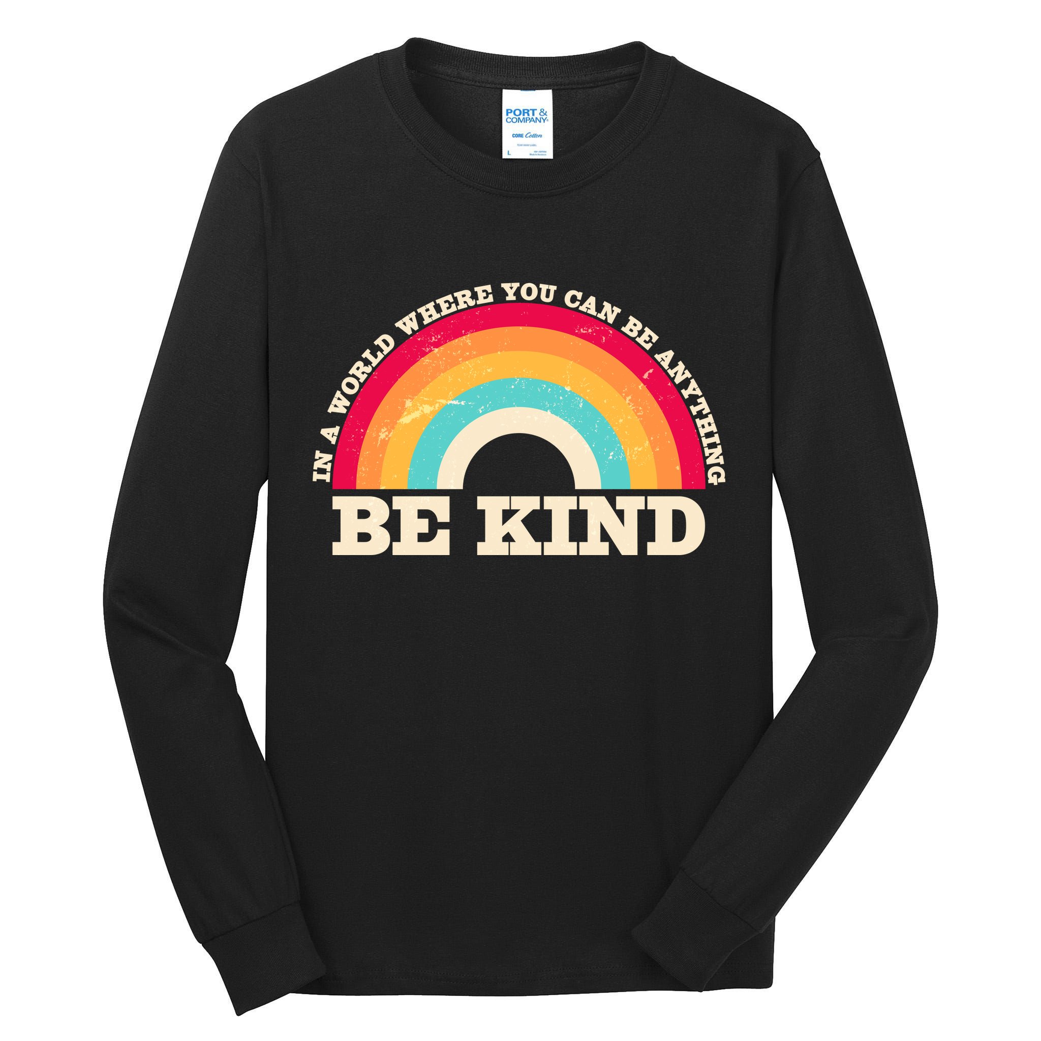 Vintage Retro Rainbow Be Kind Tall Long Sleeve T-Shirt