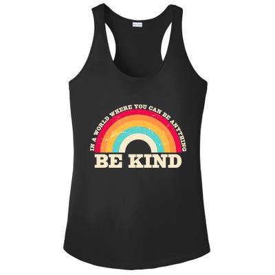 Vintage Retro Rainbow Be Kind Ladies PosiCharge Competitor Racerback Tank