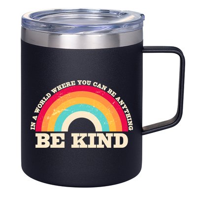 Vintage Retro Rainbow Be Kind 12oz Stainless Steel Coffee Mug