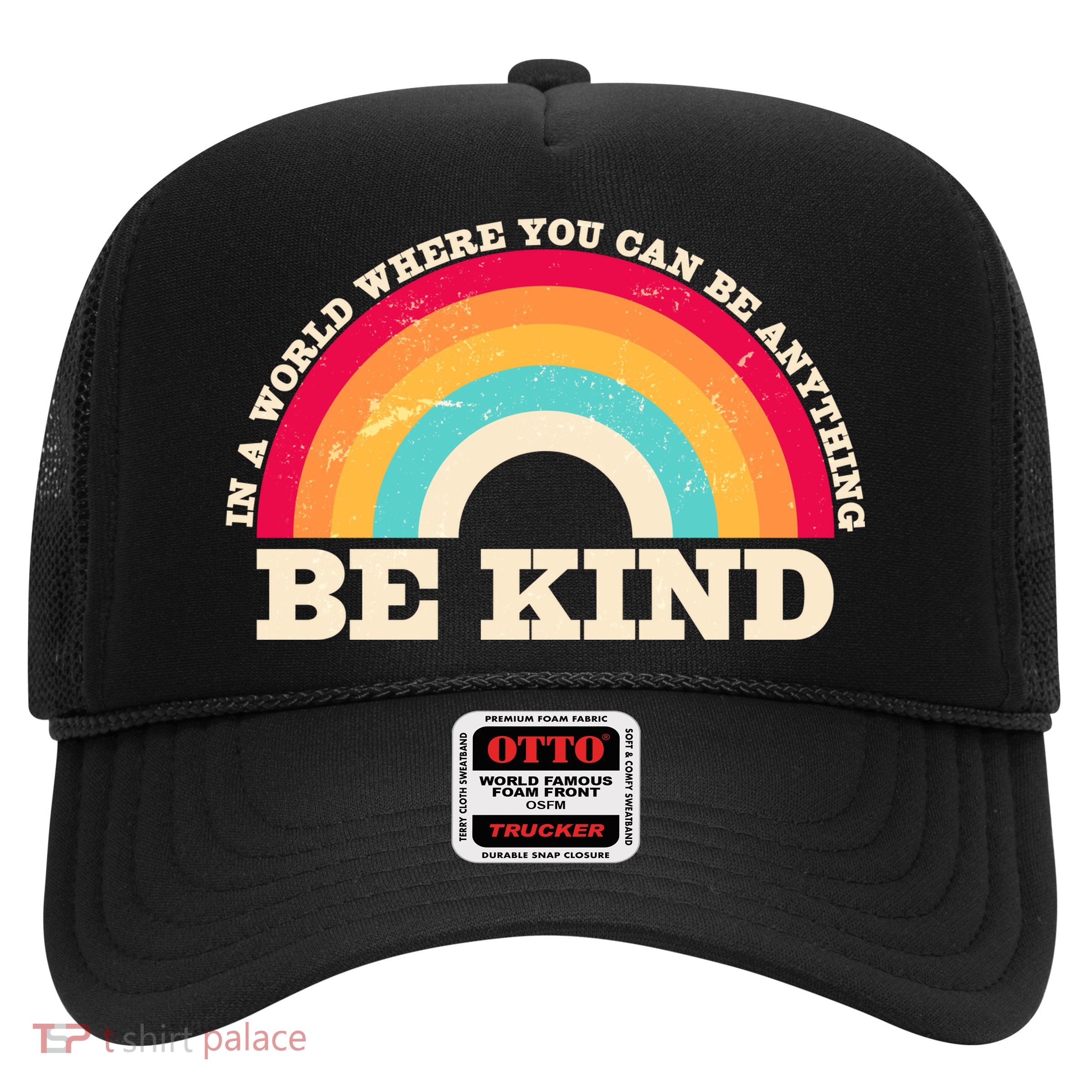 Vintage Retro Rainbow Be Kind Trucker Hat